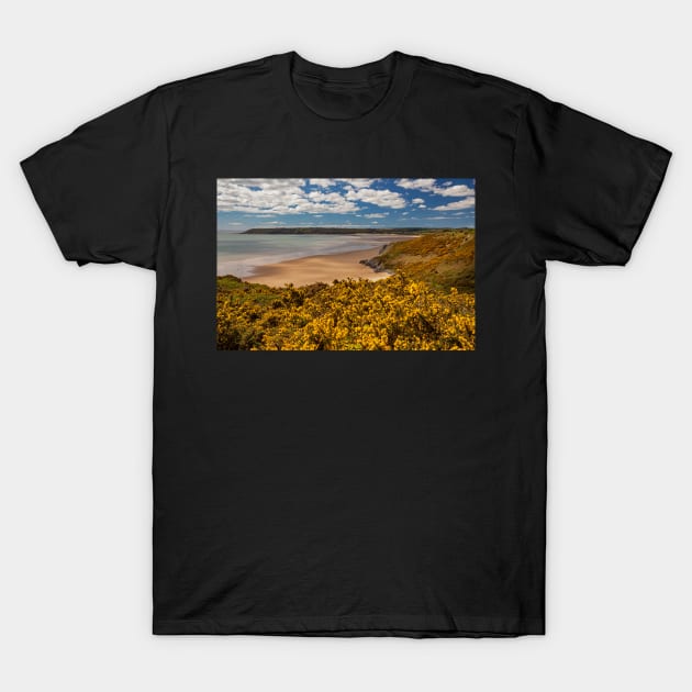 Tor Bay and Oxwich Bay, Gower, Wales T-Shirt by dasantillo